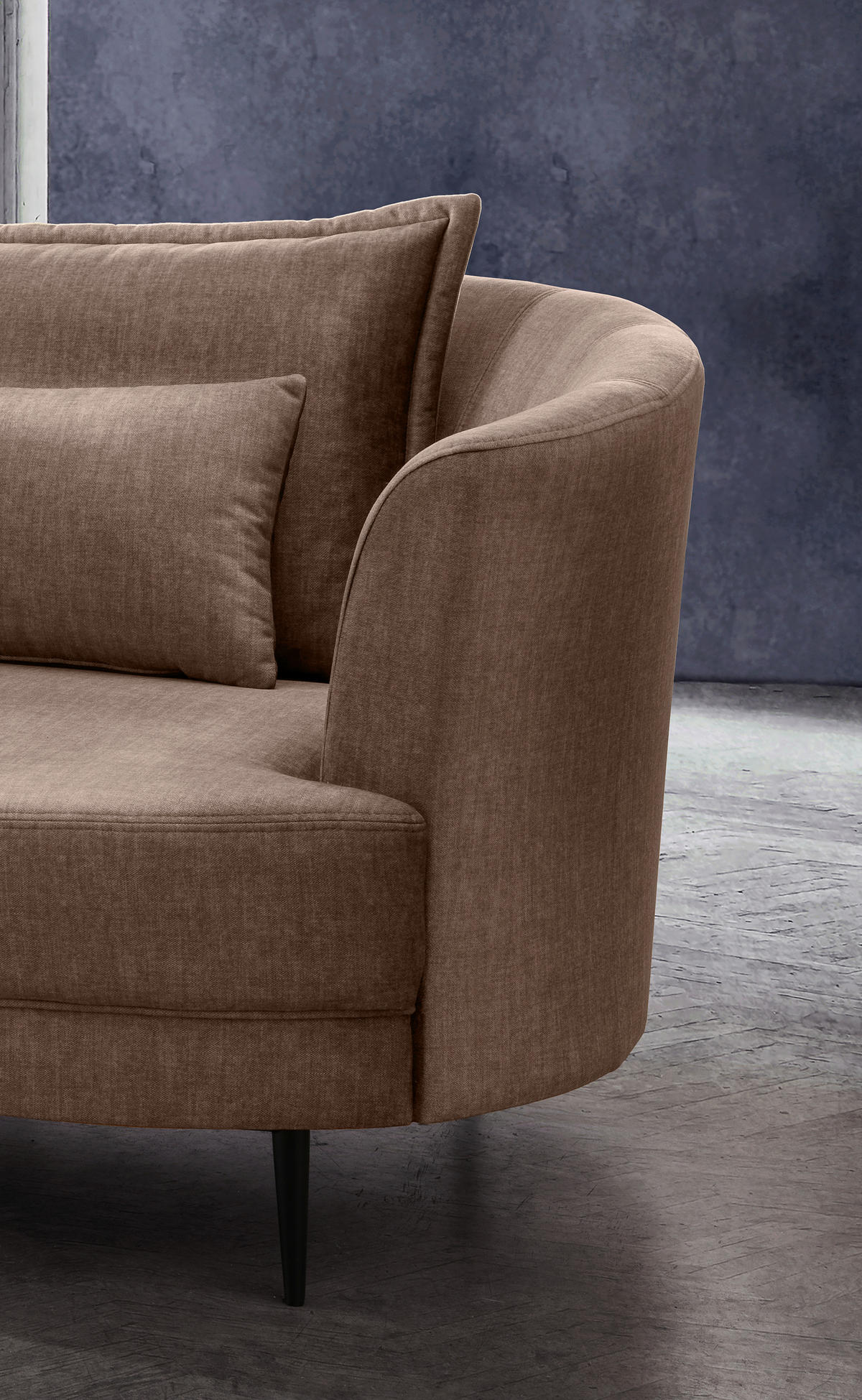 2-SITZER-SOFA in Velours Hellbraun  - Hellbraun/Schwarz, Modern, Textil/Metall (179/85/101cm) - Livetastic