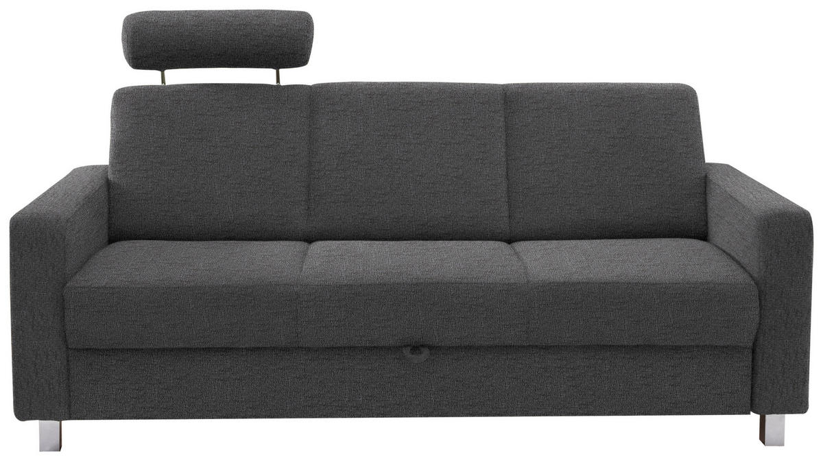 3-SITZER-SOFA Flachgewebe Dunkelgrau  - Chromfarben/Dunkelgrau, Design, Textil/Metall (195/83/85cm) - Xora