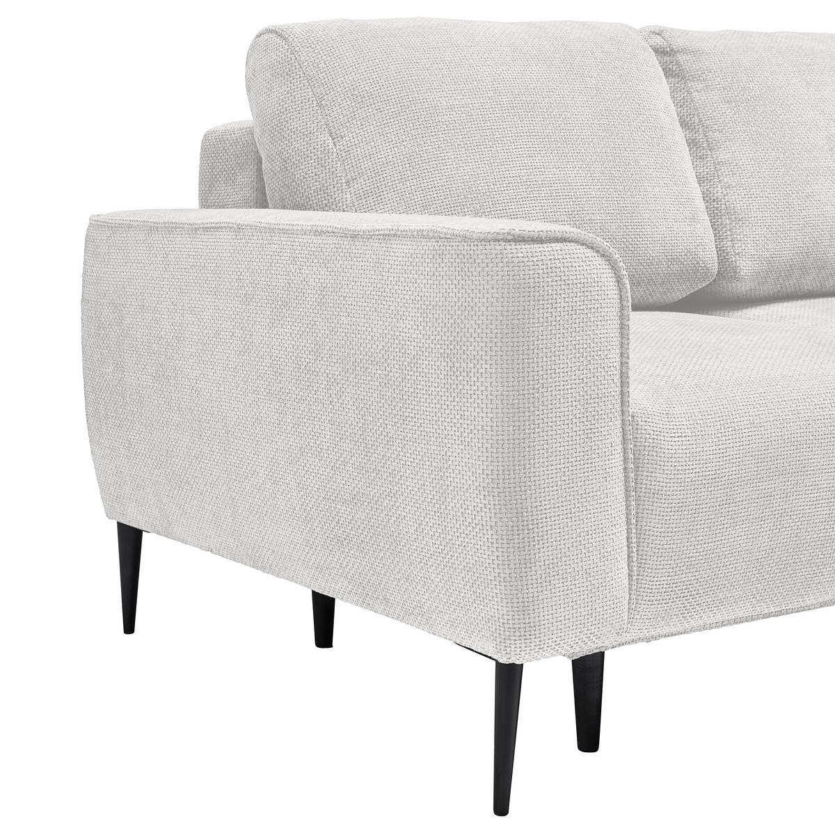 ECKSOFA in Webstoff Creme  - Creme/Schwarz, Modern, Textil/Metall (255/164cm) - MID.YOU
