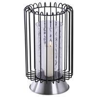 KERZENHALTER - Silberfarben/Schwarz, Trend, Glas/Metall (22.5/22.5/40cm) - Kayoom