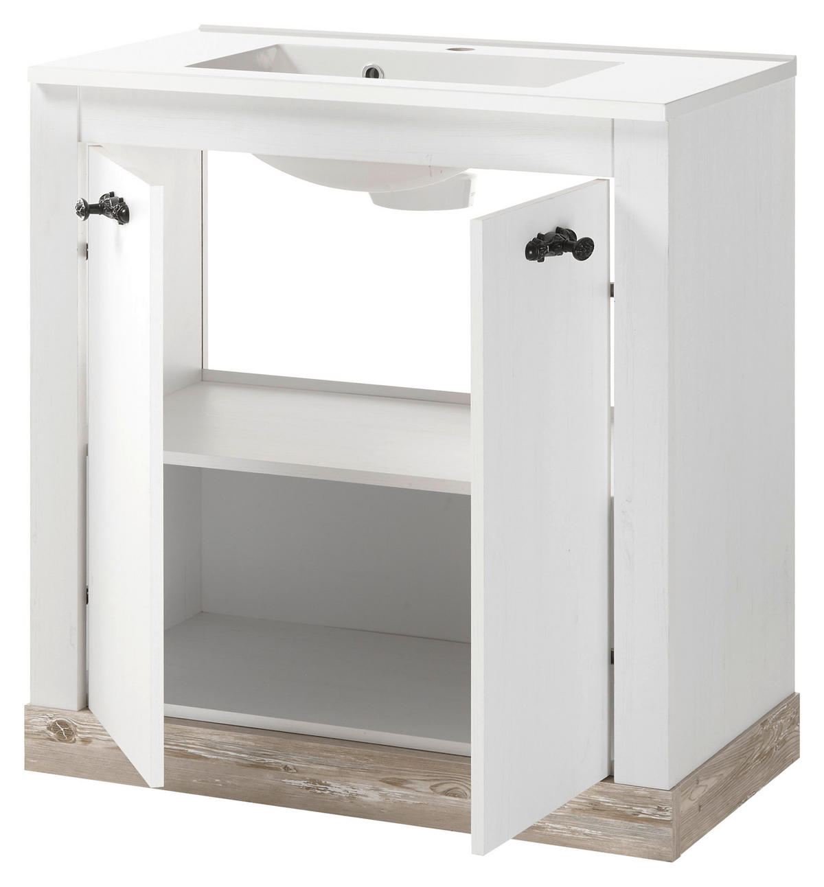BADEZIMMER 3-teilig  in  - Schwarz/Weiß, Design, Holzwerkstoff/Metall (143/200/46cm) - MID.YOU
