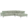 ECKSOFA Mintgrün Chenille Kopfteilverstellung, Sitztiefenverstellung  - Schwarz/Mintgrün, Design, Textil/Metall (307/243cm) - Xora
