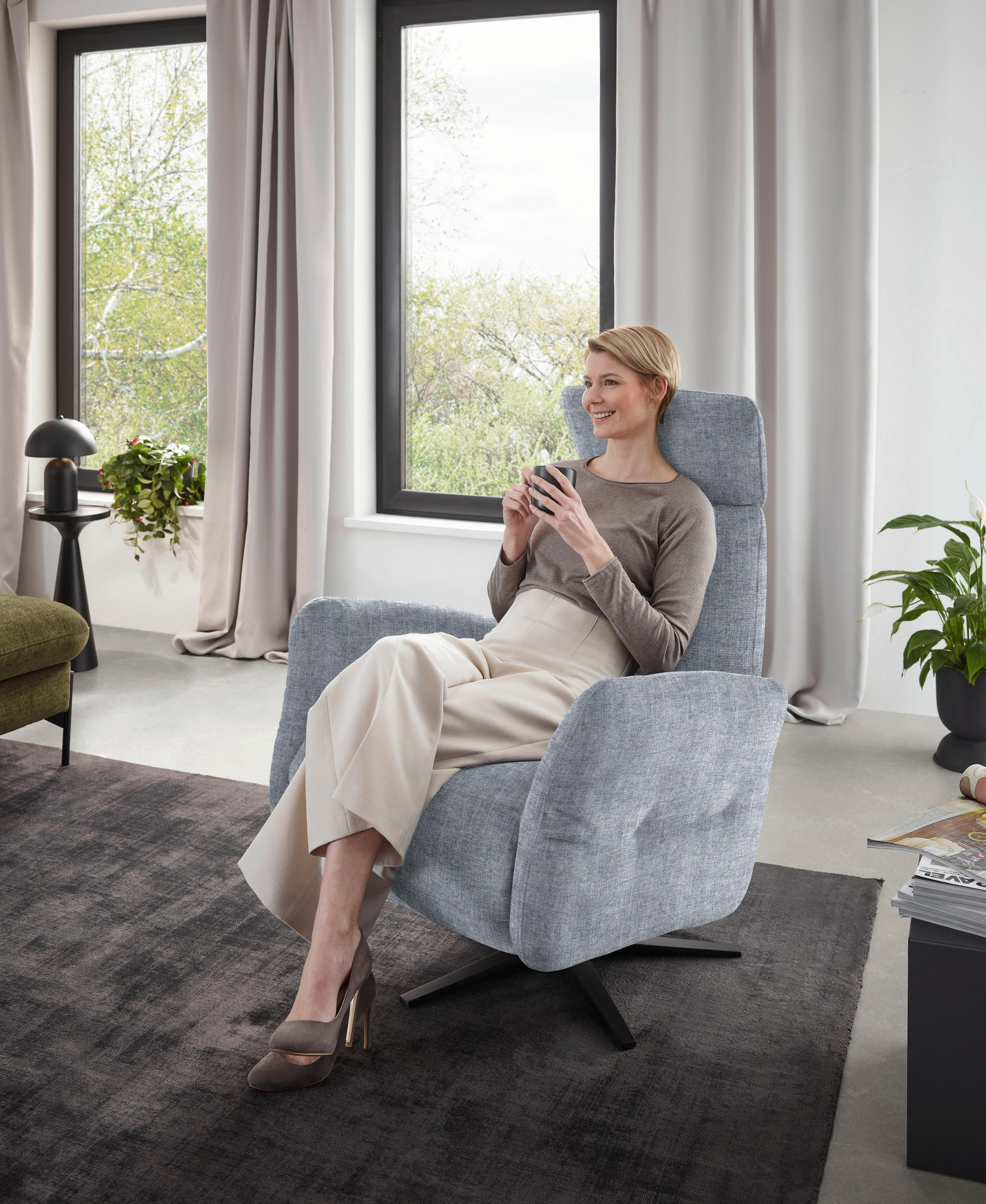 RELAXSESSEL in Textil Blaugrau  - Blaugrau/Schwarz, Design, Textil/Metall (78/113/90cm) - Dieter Knoll