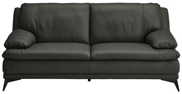 2,5-SITZER Dunkelgrün Echtleder  - Dunkelgrün/Schwarz, Design, Leder/Metall (212/92/98cm) - Novel