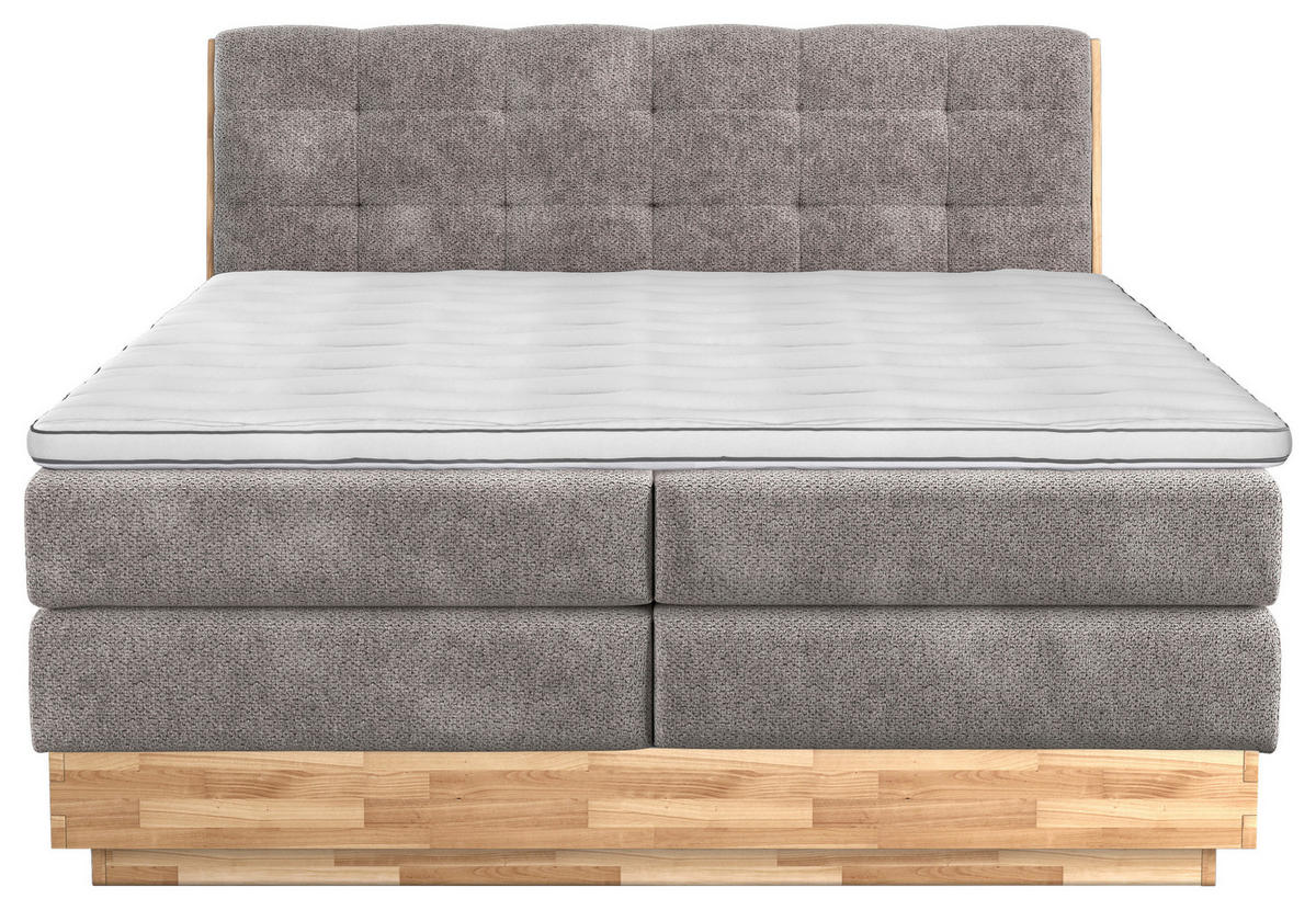 BOXSPRINGBETT 180/200 cm  in Beige  - Beige/Schwarz, Natur, Holz/Textil (180/200cm)