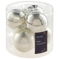 CHRISTBAUMKUGEL-SET 8 cm  - Silberfarben, KONVENTIONELL, Glas (8cm)