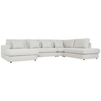 SOFFA i flatväv beige  - beige/svart, Klassisk, metall/trä (380/93/175cm) - Novel
