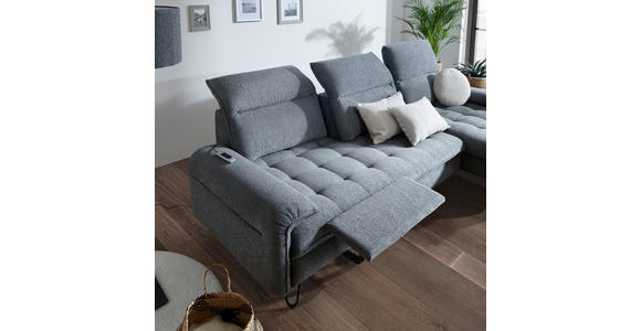 ECKSOFA in Chenille Blaugrau  - Blaugrau/Schwarz, LIFESTYLE, Textil/Metall (310/180cm) - Valnatura