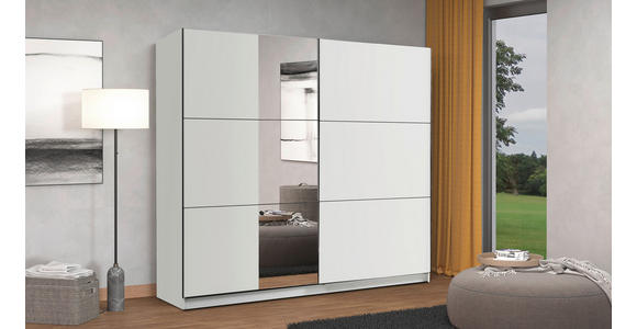 SCHWEBETÜRENSCHRANK 236,5/210/62,5 cm 2-türig Weiß - Schwarz/Weiß, Basics, Glas/Holzwerkstoff (236,5/210/62,5cm) - Xora