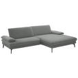 ECKSOFA  in Chenille, Flachgewebe Grau  284/180 cm  - Schwarz/Grau, Design, Textil/Metall (284/180cm) - Dieter Knoll