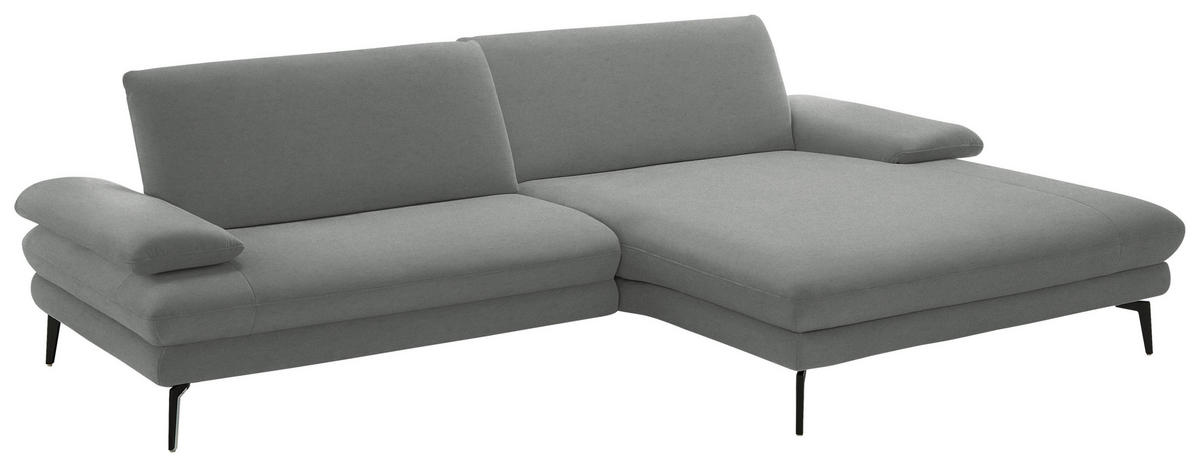 ECKSOFA Chenille, Flachgewebe Grau  - Schwarz/Grau, Design, Textil/Metall (284/180cm) - Dieter Knoll