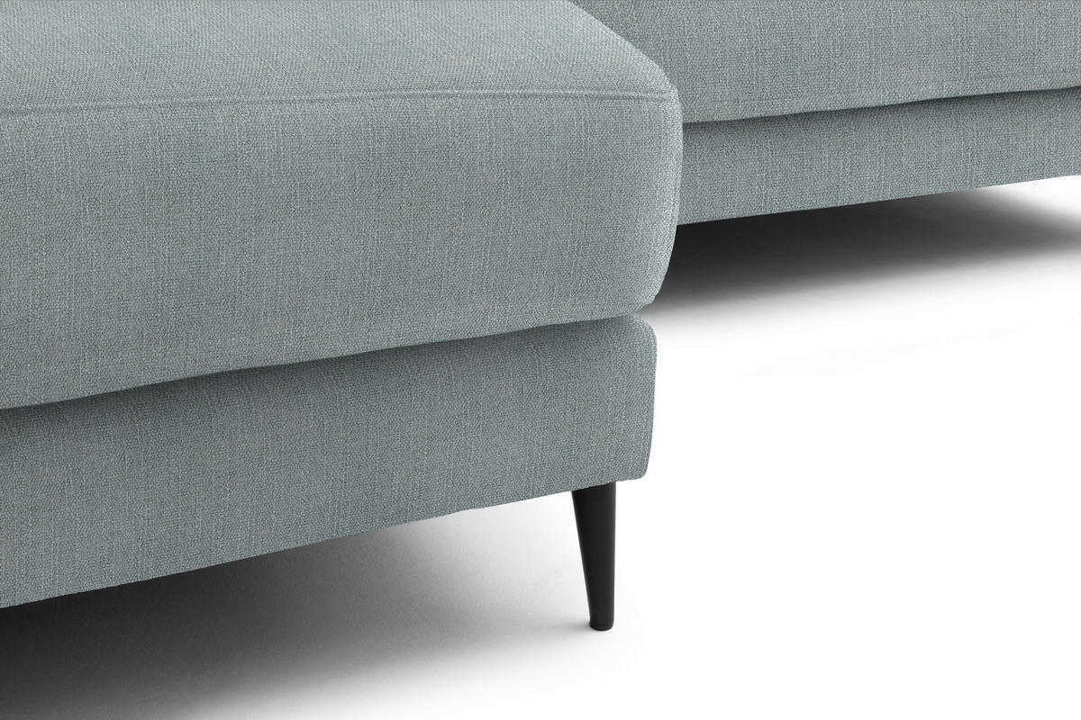 ECKSOFA in Flachgewebe Hellblau  177/253 cm  - Schwarz/Hellblau, Design, Textil/Metall (177/253cm) - Dieter Knoll