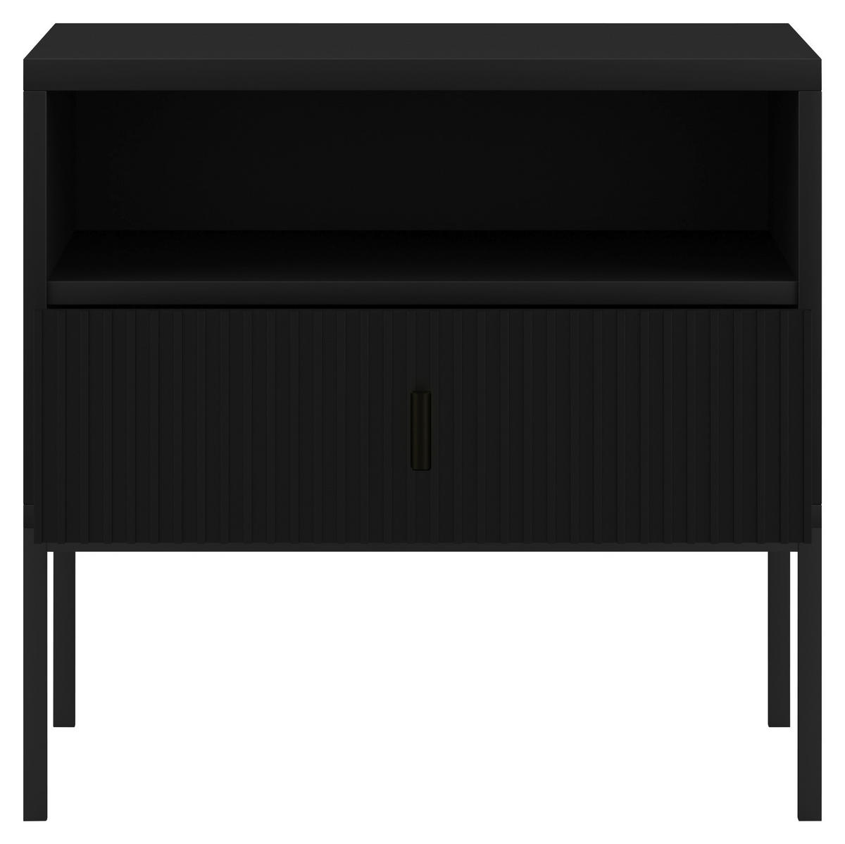 NACHTSCHRANK 53,9/52,4/39 cm  - Schwarz, Design, Holzwerkstoff/Metall (53,9/52,4/39cm) - Boxxx