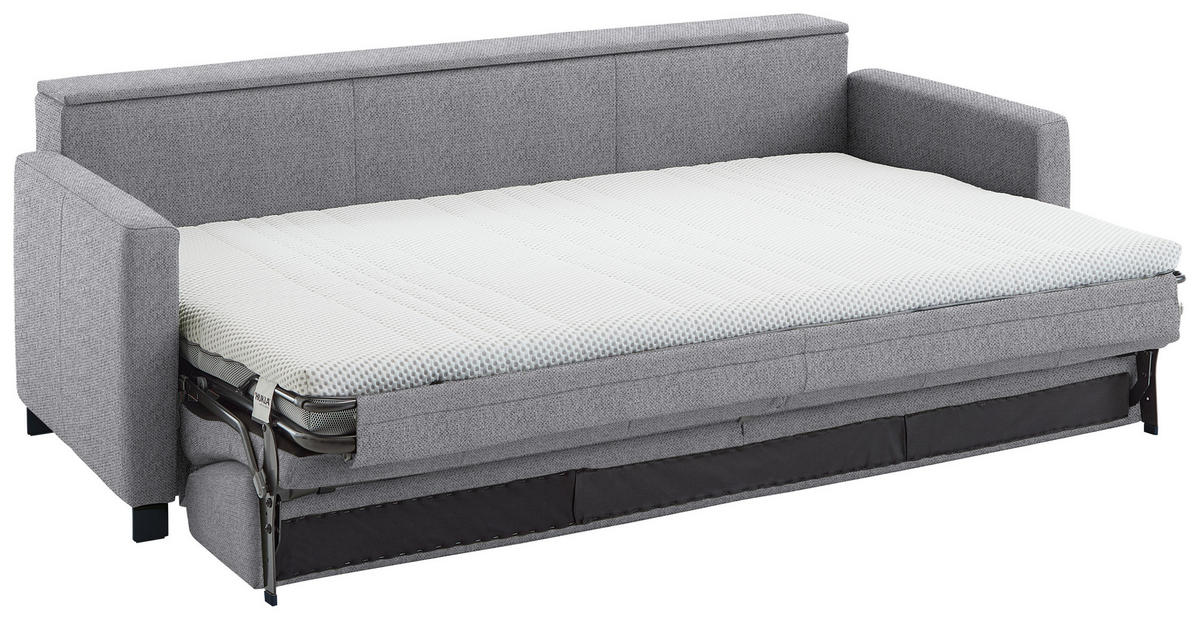 SCHLAFSOFA Flachgewebe Grau Stoffauswahl, Schlafen auf Sitzhöhe, Bettfunktion erhältlich, Armteil links, Armteil rechts, haustierfreundlicher Bezug  - Schwarz/Grau, Konventionell, Textil/Metall (232/77/116cm) - Dieter Knoll