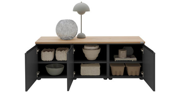 LOWBOARD  135/46/41 cm  erweiterbar, Typenauswahl, Beimöbel erhältlich, umfangreiches Zubehör erhältlich, stehend, hängend  - Eichefarben/Anthrazit, Design, Holzwerkstoff/Kunststoff (135/46/41cm) - Dieter Knoll