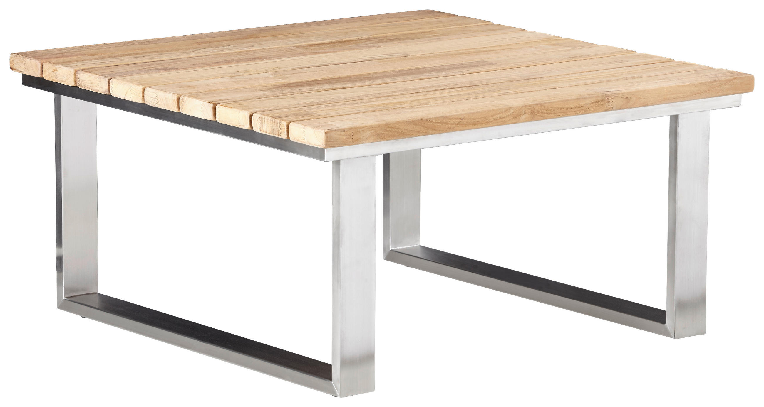LOUNGETISCH 76/76/38,5 cm Holz, Metall  - Edelstahlfarben/Teakfarben, Design, Holz/Metall (76/76/38,5cm) - Zebra 