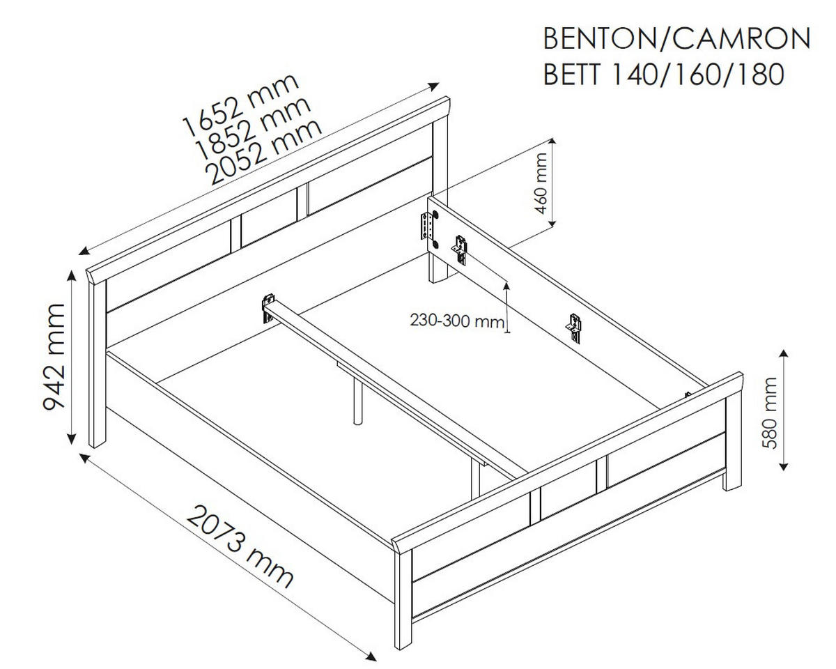 KREVET   180/200 cm   tamno siva, hrast Artisan  - tamno siva/hrast Artisan, Romantično / ladanjski, drvni materijal (180/200cm) - Hom`in