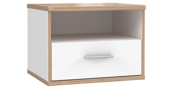 NACHTKÄSTCHEN in Weiß, Eichefarben - Eichefarben/Alufarben, MODERN, Holzwerkstoff/Kunststoff (53,4/41,1/45,1cm) - Xora
