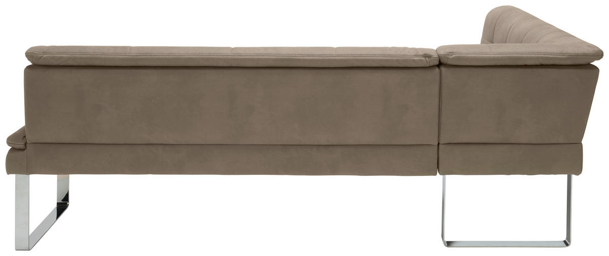 ECKBANK in Textil, Metall Chromfarben, Taupe  - Taupe/Chromfarben, Design, Textil/Metall (174/253cm) - Novel