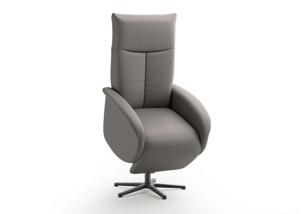 DREHSTUHL Mokka  - Schwarz/Mokka, MODERN, Leder/Metall (75/112/82cm) - Sit & More