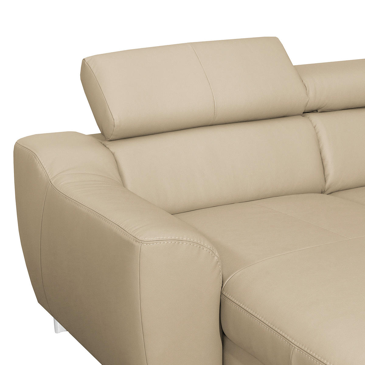 ECKSOFA in Lederlook Echtleder Beige  - Chromfarben/Beige, Design, Leder/Textil (242/176cm) - Livetastic