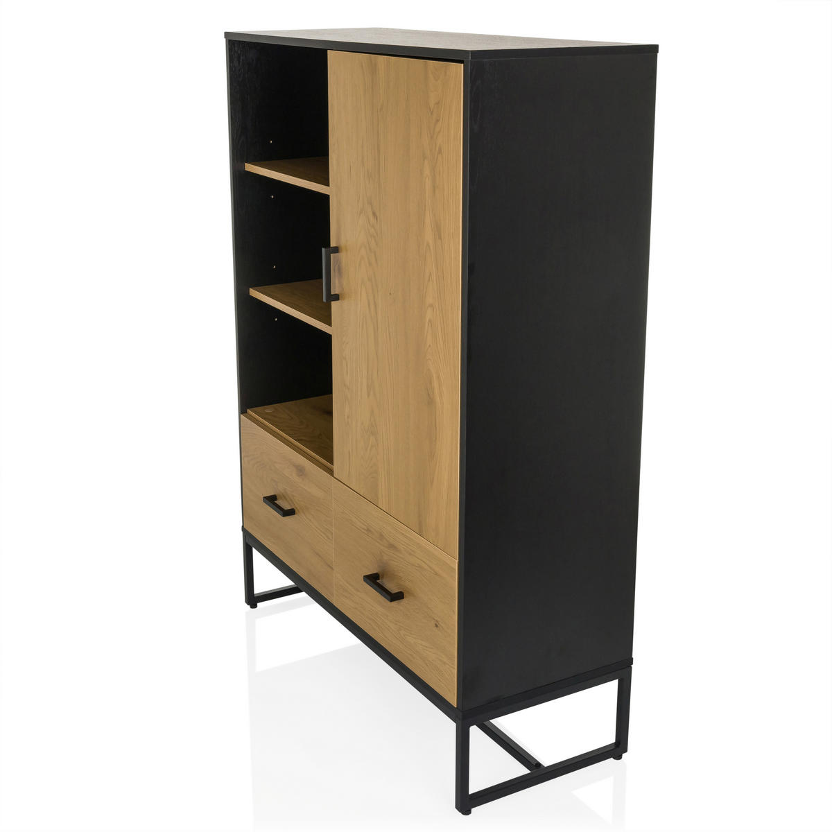 HIGHBOARD  in 100/140/40 cm  - Eichefarben/Schwarz, MODERN, Holzwerkstoff/Metall (100/140/40cm) - MID.YOU