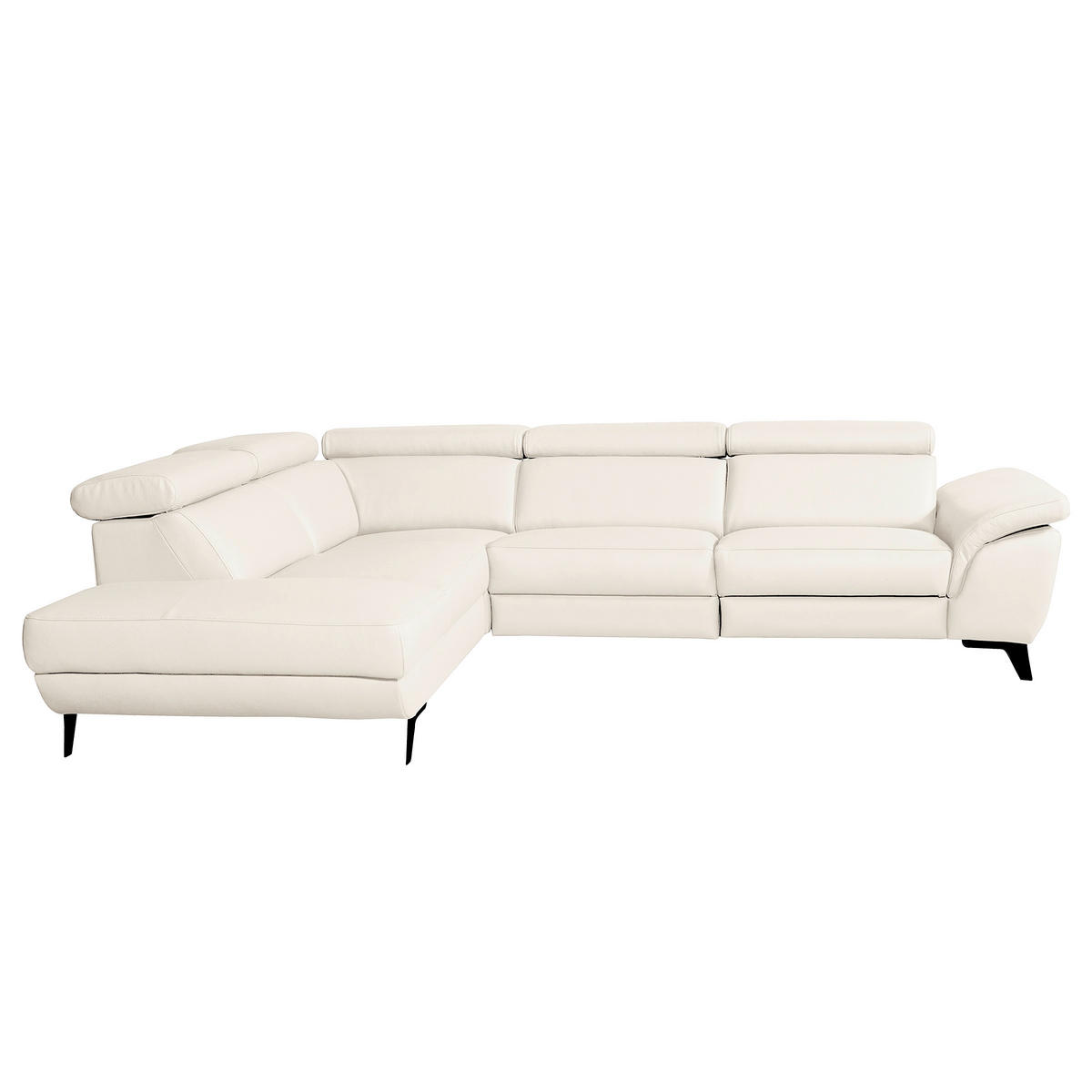 ECKSOFA DALLAS in Echtleder Creme  228/283 cm  - Creme/Schwarz, Design, Leder/Metall (228/283cm) - Livetastic
