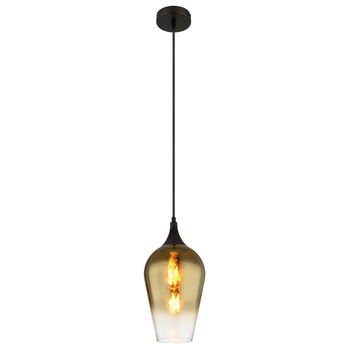 ZÁVĚSNÉ SVÍTIDLO, 18/120 cm  - černá/barvy zlata, Konvenční, kov/sklo (18/120cm) - Globo