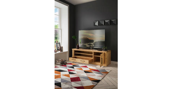 TV-ELEMENT Kiefer massiv Kieferfarben - Schwarz/Kieferfarben, Natur, Holz/Metall (154/52/52,3cm) - Linea Natura