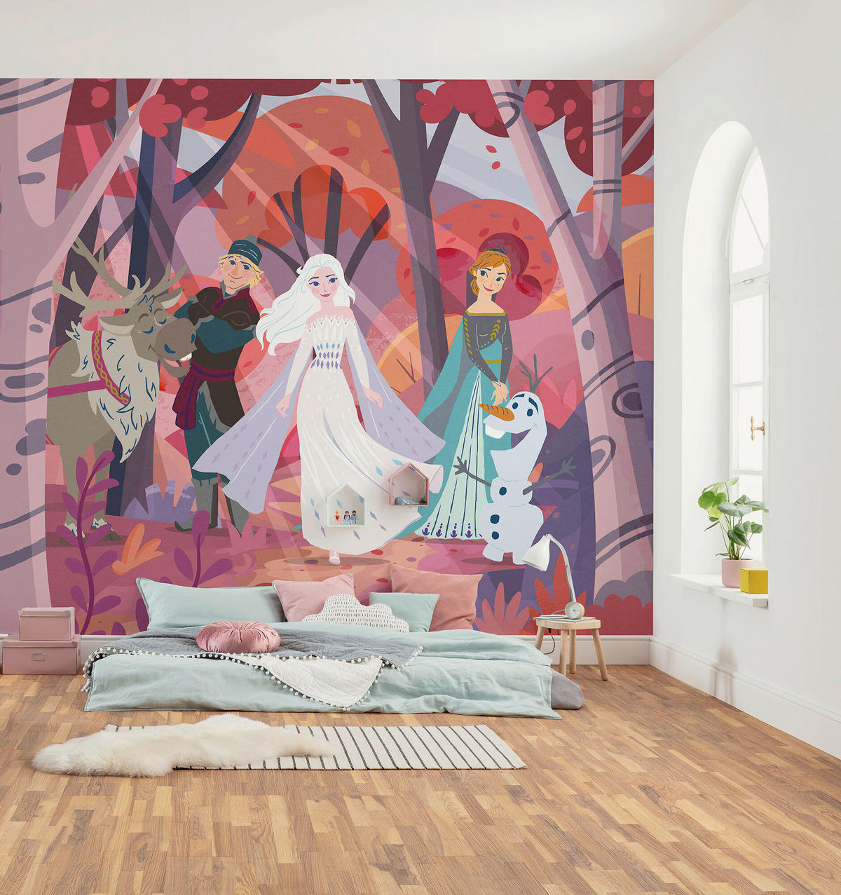 FOTOTAPETE FROZEN FOREST FRIENDSHIP  - Rot, Design, Textil (300/250cm) - Disney
