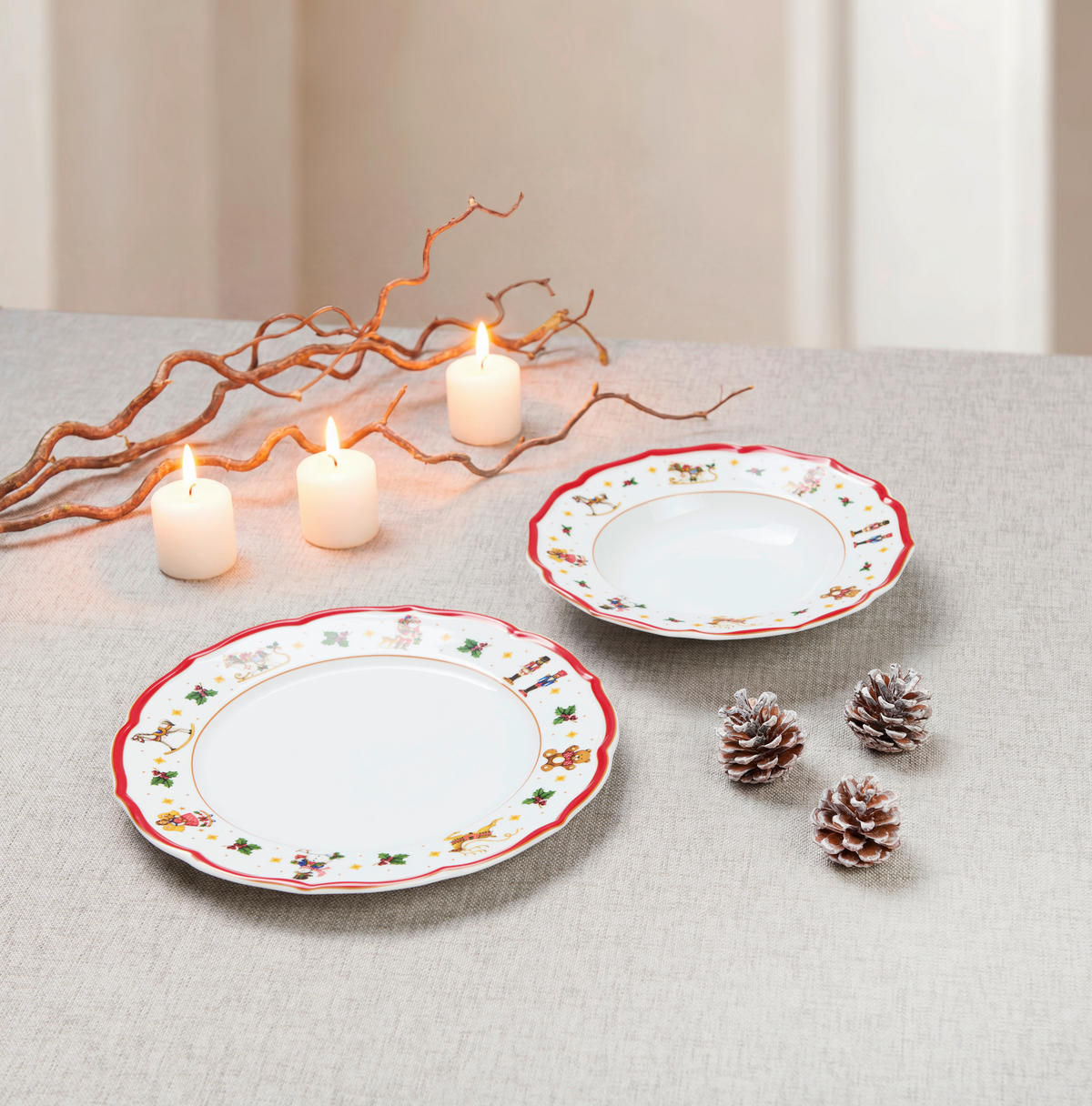 SERVIS 8 delar  - vit/röd, Klassisk, keramik - X-Mas