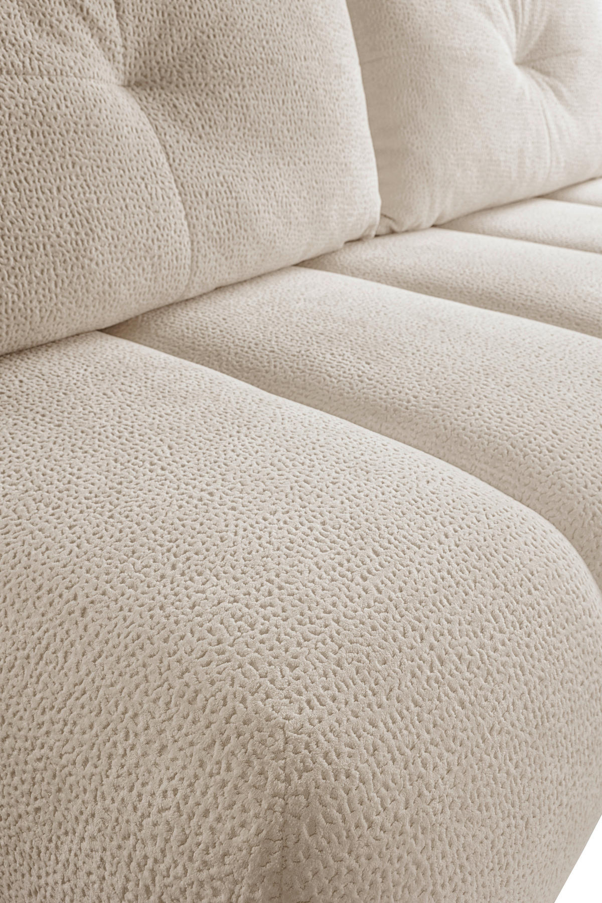SCHLAFSOFA  mit Bettkasten erhältlich, Bettfunktion erhältlich Struktur Creme  - Creme/Schwarz, Design, Holz/Textil (209/100/103cm) - MID.YOU