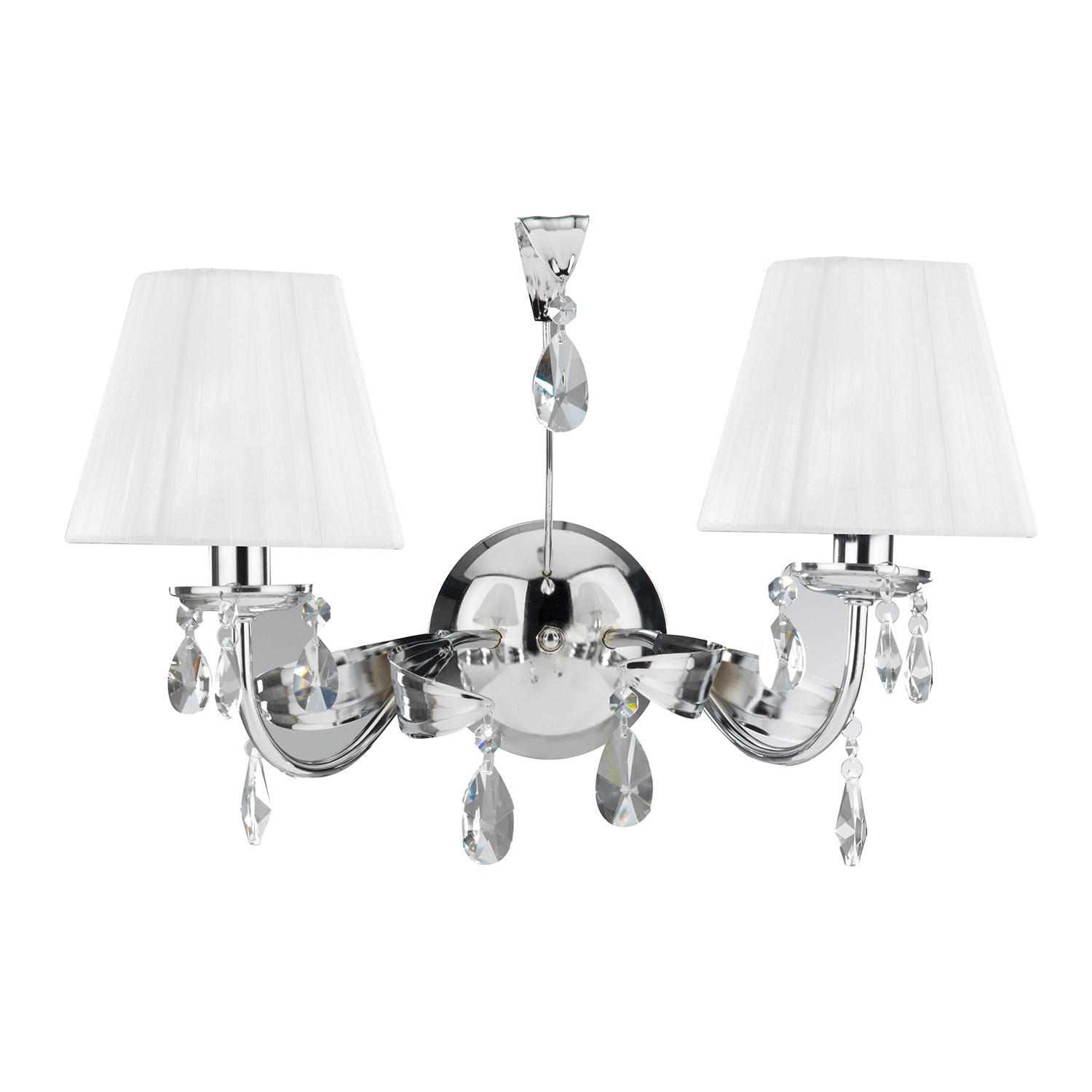 WANDLEUCHTE 46/30/24 cm   - Chromfarben/Weiß, KONVENTIONELL, Glas/Textil (46/30/24cm)