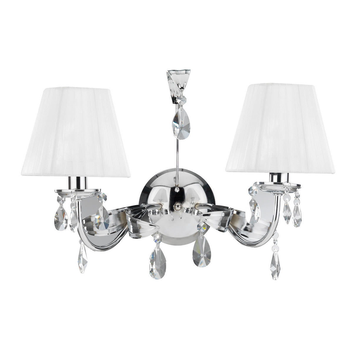 WANDLEUCHTE 46/30/24 cm   - Chromfarben/Weiß, KONVENTIONELL, Glas/Textil (46/30/24cm)