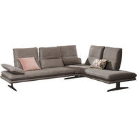 ECKSOFA in Mikrofaser Grau  - Schwarz/Grau, Design, Textil/Metall (284/224cm) - Chilliano