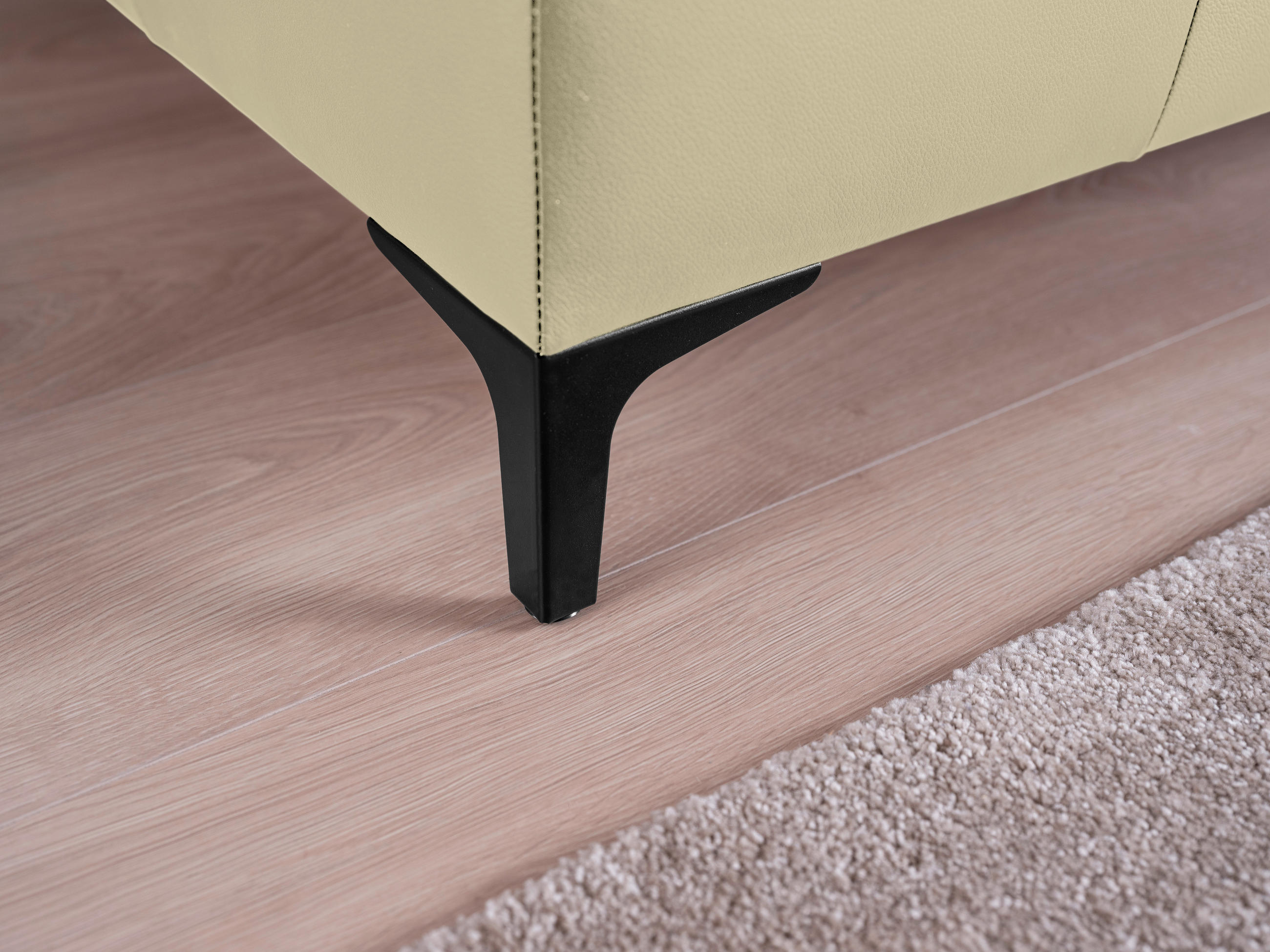 POLSTERBETT gepolstertes Kopfteil, Bettkasten, Lattenroste, Matratzen Beige 180/200 cm  - Beige/Schwarz, KONVENTIONELL, Leder/Holz (180/200cm) - Ada Austria