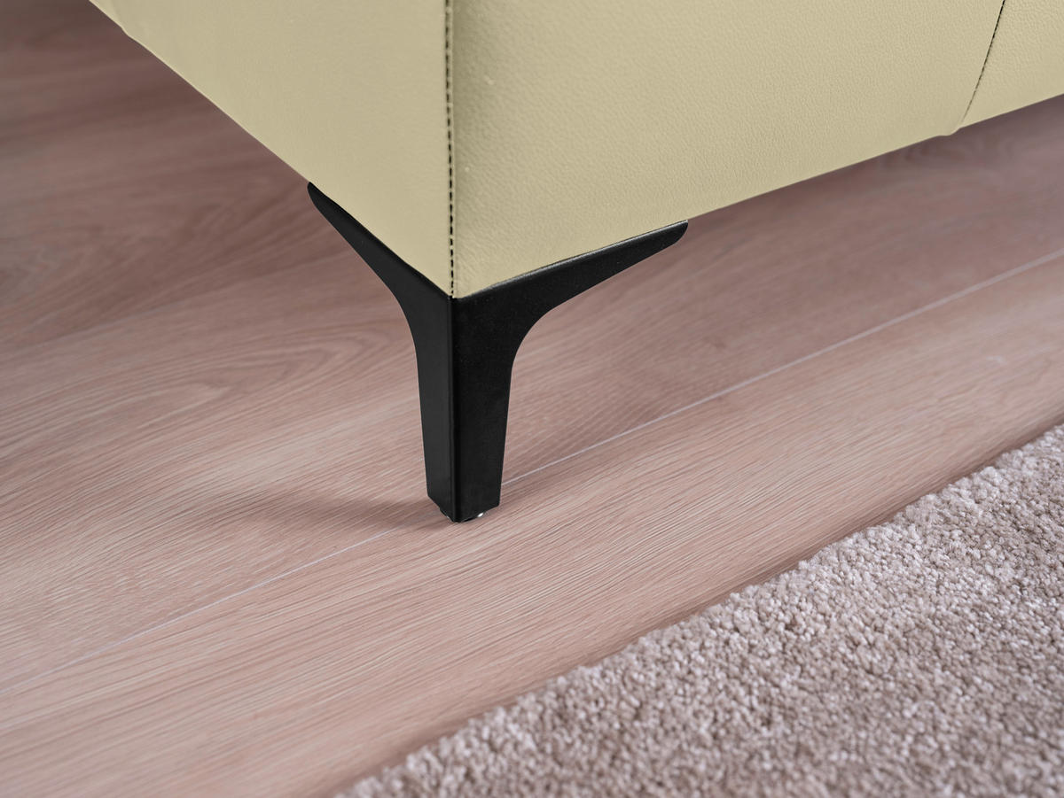 POLSTERBETT gepolstertes Kopfteil, Bettkasten, Lattenroste, Matratzen Beige 180/200 cm  - Beige/Schwarz, KONVENTIONELL, Leder/Holz (180/200cm) - Ada Austria