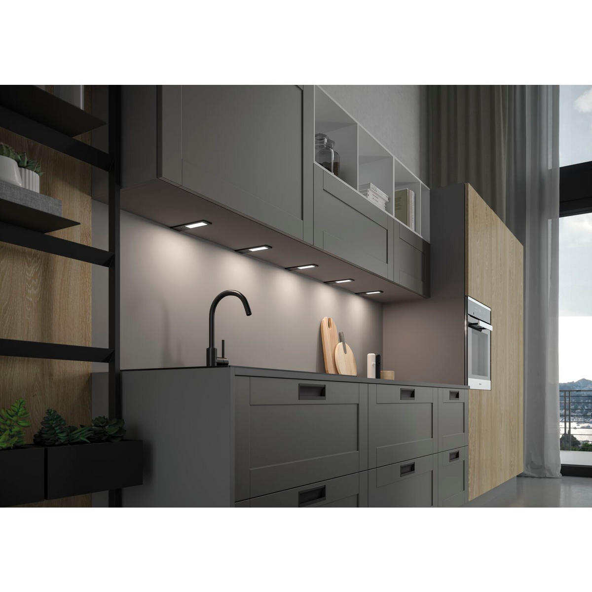 UNTERBAULEUCHTEN-SET - Schwarz, Basics, Kunststoff (17/5/0,5cm) - HKT