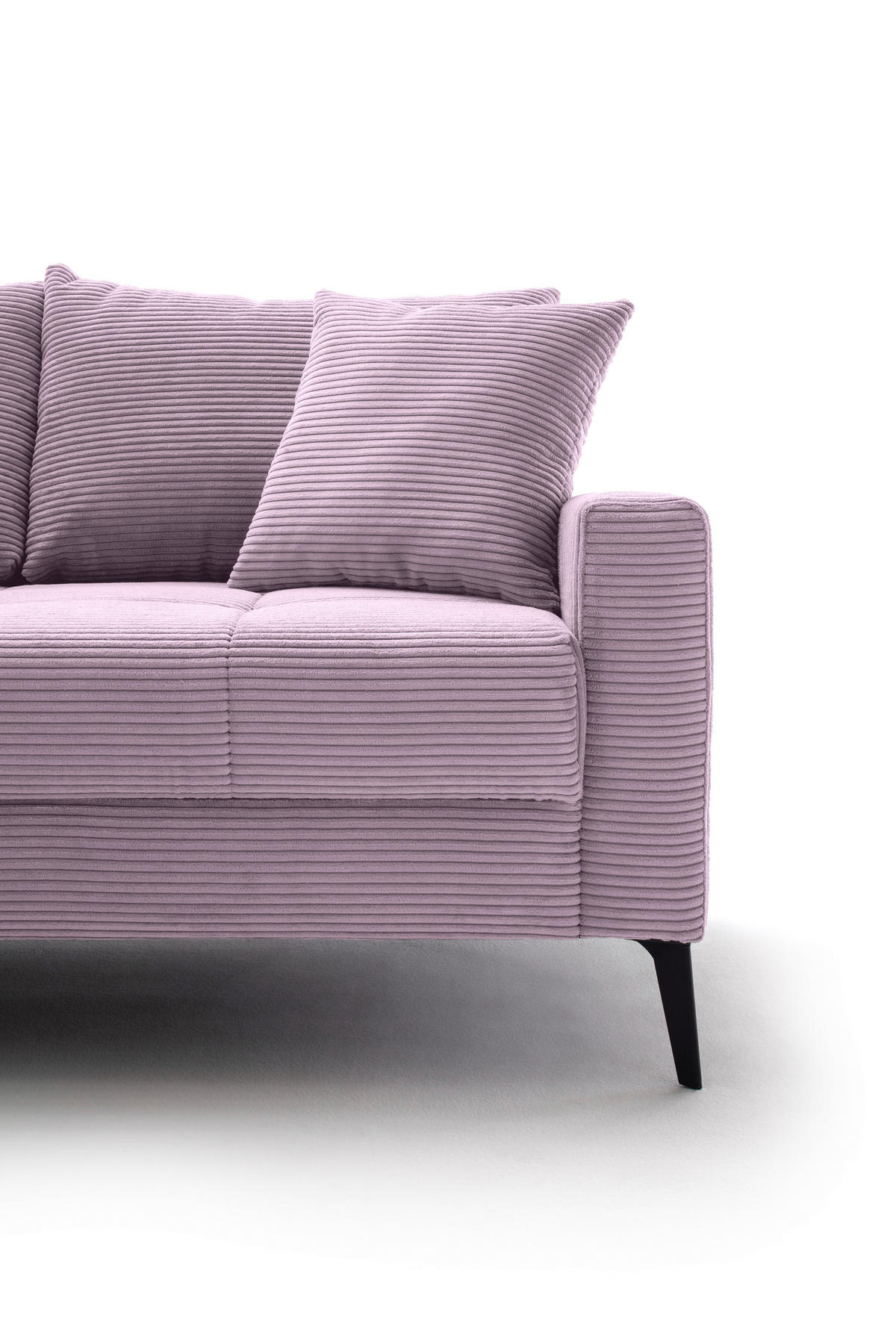 ECKSOFA Lila Cord  - Lila/Schwarz, KONVENTIONELL, Textil/Metall (173/280cm) - Hom`in