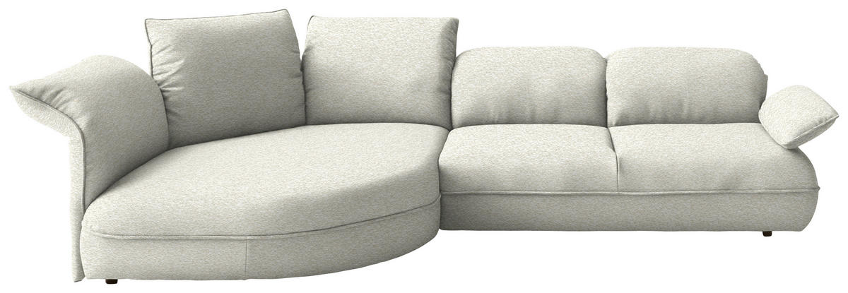 ECKSOFA Chenille Creme  - Creme/Schwarz, Design, Kunststoff/Textil (154/343cm) - Koinor