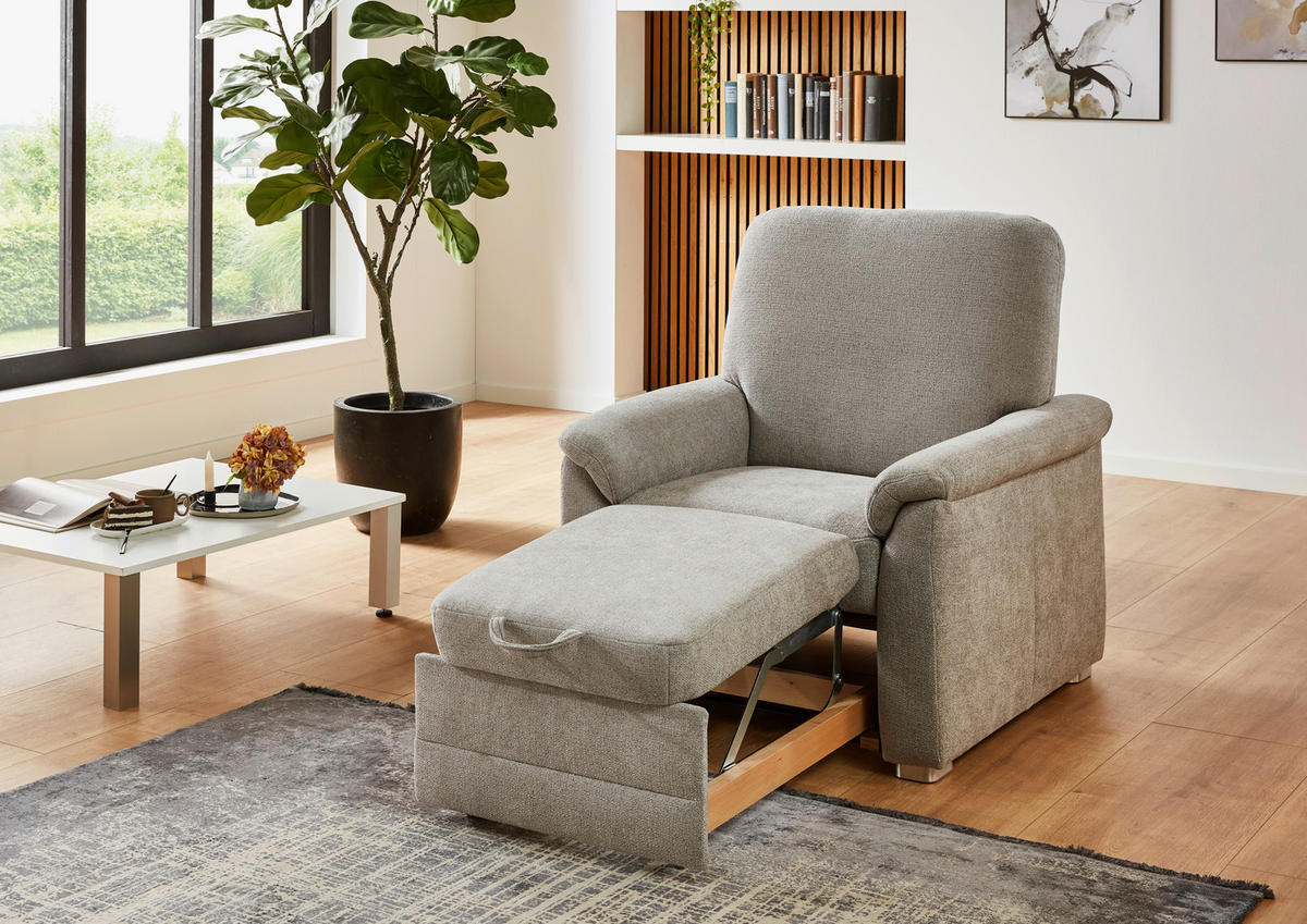 SESSEL Chenille Hellgrau  - Hellgrau/Alufarben, Konventionell, Textil/Metall (88/96/89cm) - Beldomo Comfort