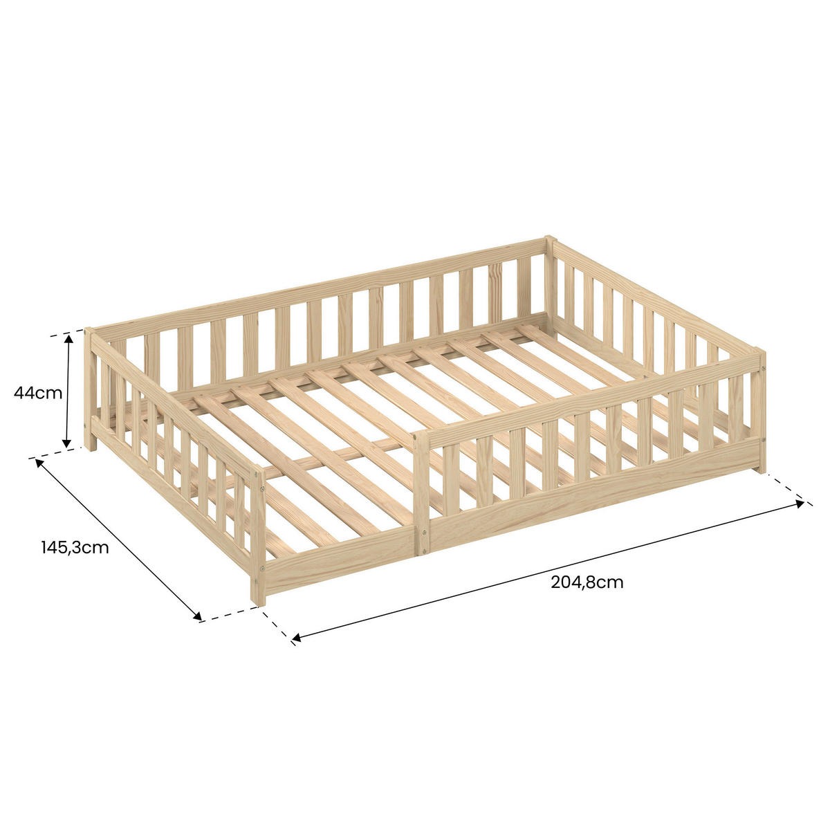 BODENBETT. 140/200 cm  in Naturfarben  - Naturfarben, MODERN, Holz/Holzwerkstoff (140/200cm) - P & B