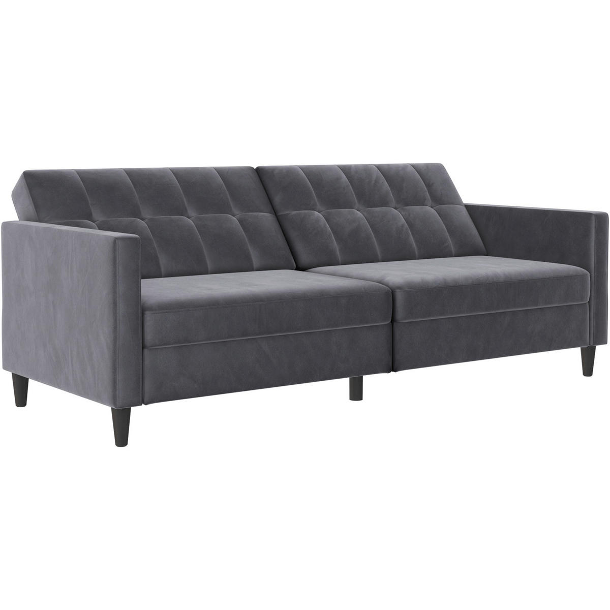 SCHLAFSOFA HANNOVER in Samt Anthrazit Vintage, Skandinavisch, Modern  - Anthrazit/Schwarz, Basics, Kunststoff/Textil (203/82/83cm) - Livetastic