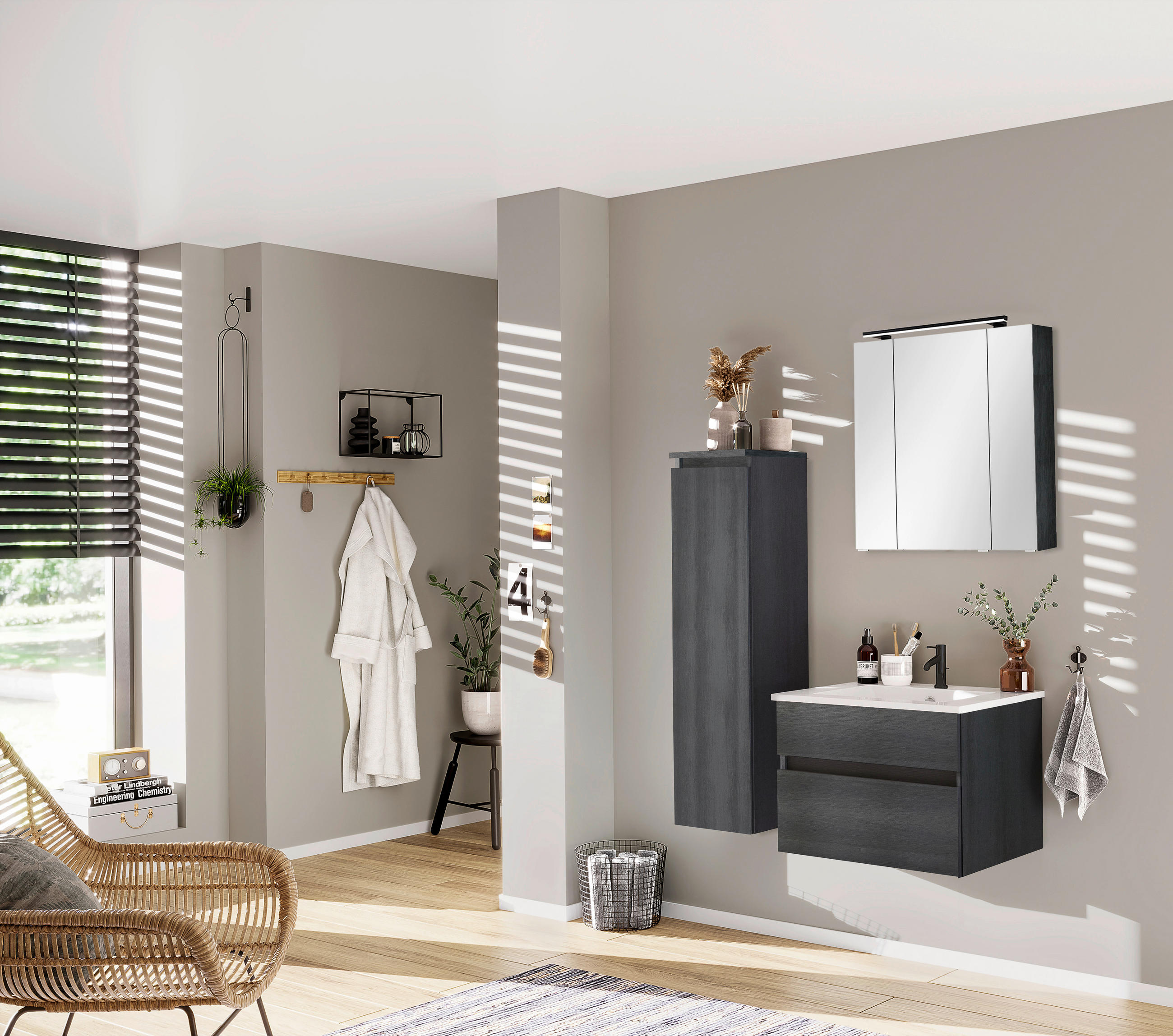 MIDISCHRANK 30,2/116,6/32,5 cm  - Schwarz, Design, Glas/Holzwerkstoff (30,2/116,6/32,5cm) - Novel