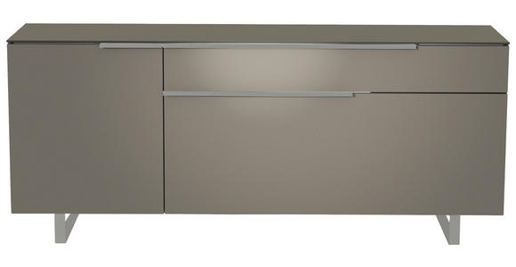 LOWBOARD Grau, Alufarben  - Alufarben/Grau, Design, Glas/Holzwerkstoff (160/66/45cm) - Moderano