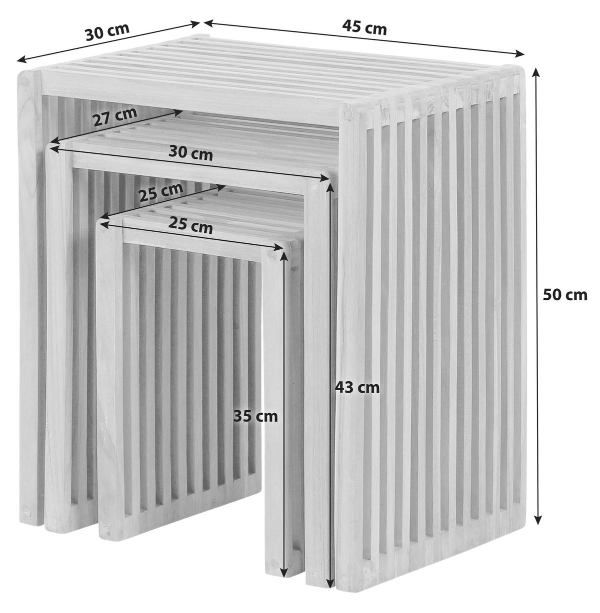 GARTEN-BEISTELLTISCHSET Holz  - Teakfarben, Basics, Holz - Gardenson