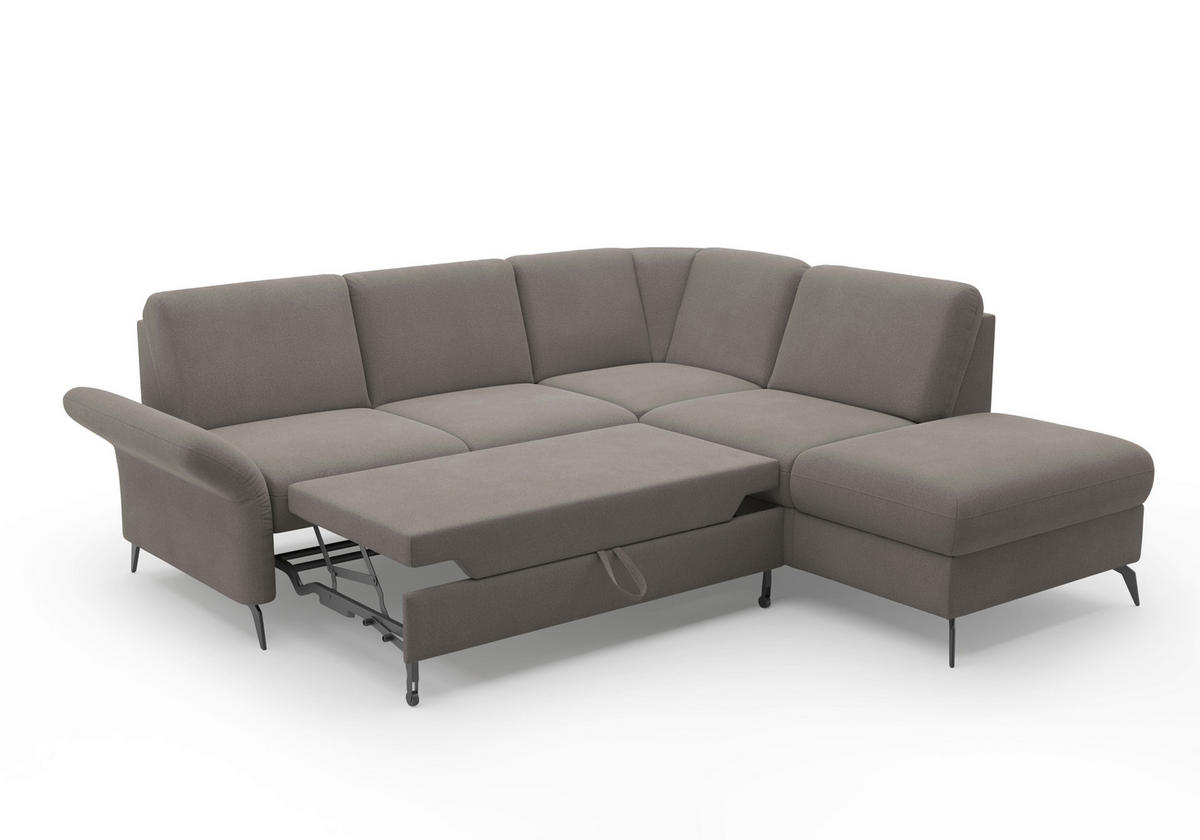 ECKSOFA ROCHELLE E Graphitfarben Flachgewebe  - Schwarz/Graphitfarben, KONVENTIONELL, Textil/Metall (240/216cm) - Sit & More