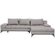 ECKSOFA Grau Webstoff Rückenkissen, Bettkasten, Schlaffunktion, Rücken echt  - Schwarz/Grau, Design, Textil/Metall (315/212cm) - Carryhome