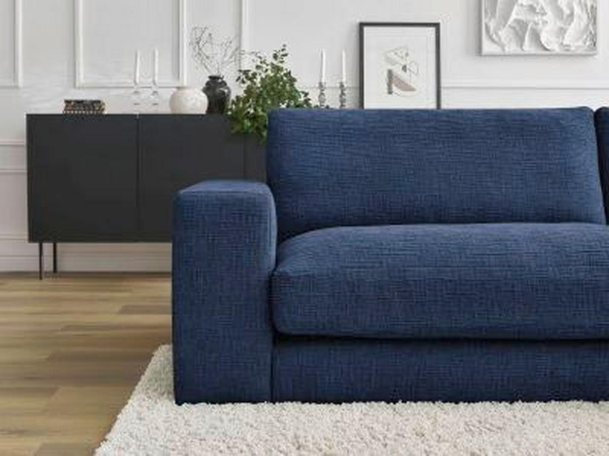 3-SITZER-SOFA LEONARD Struktur Dunkelblau  - Schwarz/Dunkelblau, MODERN, Kunststoff/Textil (274/77/109cm)