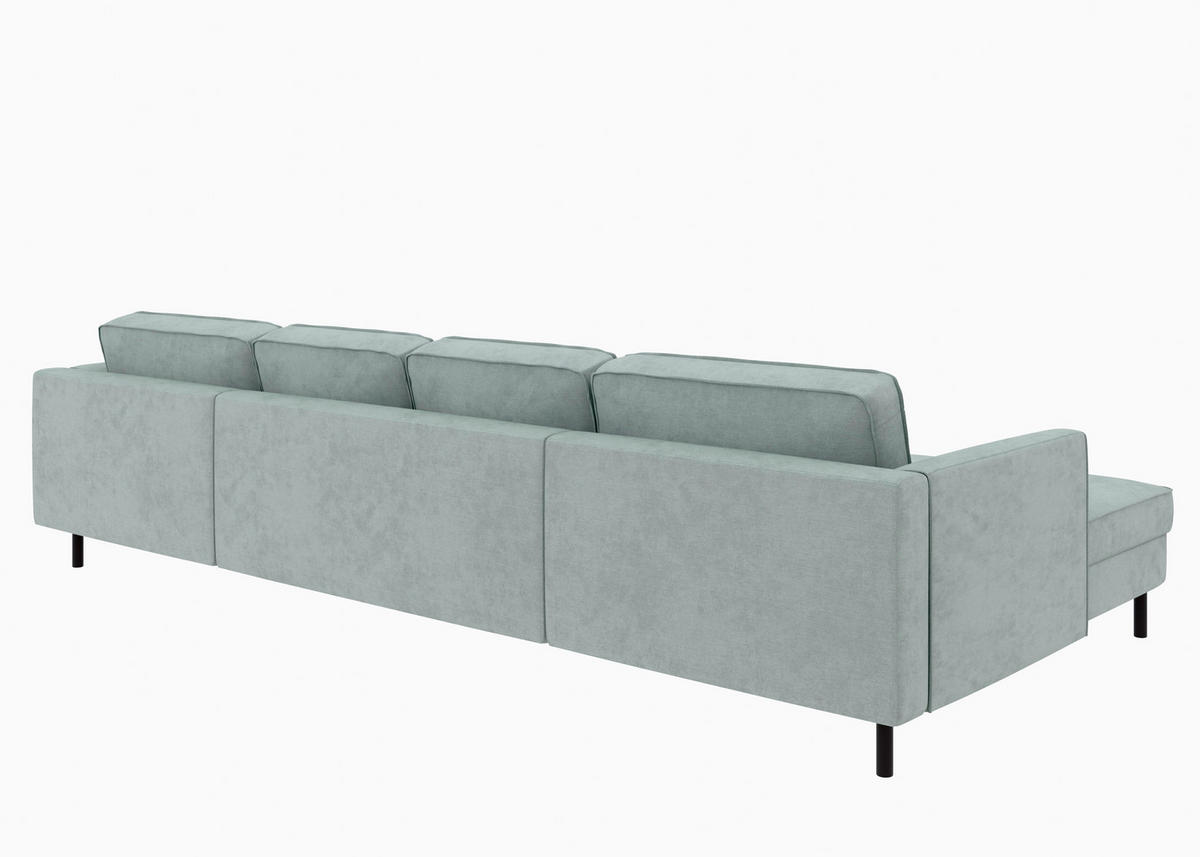 WOHNLANDSCHAFT Mintgrün Struktur  - Schwarz/Mintgrün, MODERN, Textil/Metall (161/306/161cm) - Trendmanufaktur